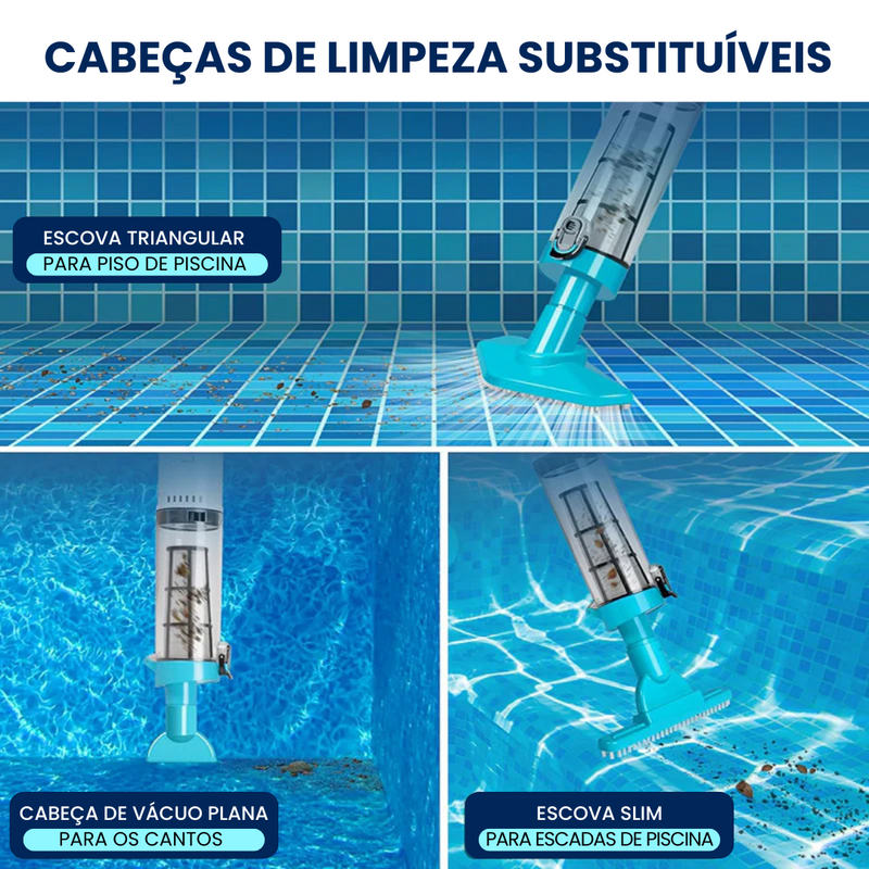AQOONA POOL MAX – Aspirador de Piscina Recarregável 3 em 1 – Sem Fio, Prático e Potente